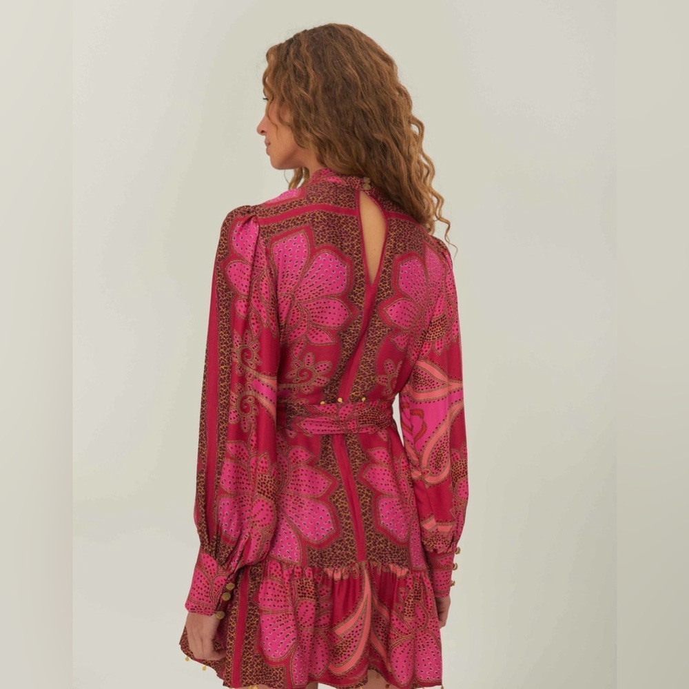 FARM Rio NWT Pink Floral Glam Scarf Lenzing™ Ecovero™ Mini Dress - Picture 4 of 6